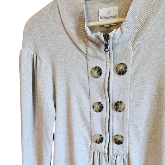 Banana Republic Baby Doll Cartigan Full Zip Sweater Heather Oatmeal Women Small - Picture 3 of 9
